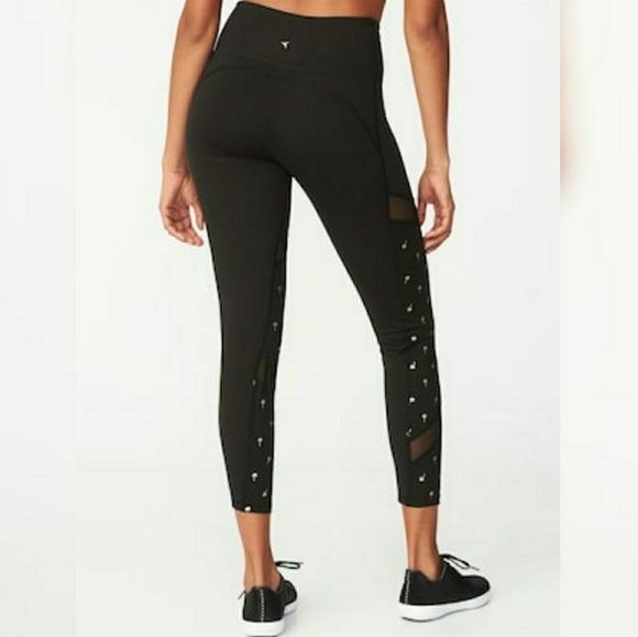 High-Rise Mesh-Trim Compression Leggings - Picture 2 of 2